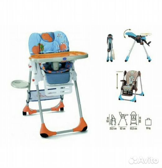 Стульчик для кормления chicco polly 2 в 1