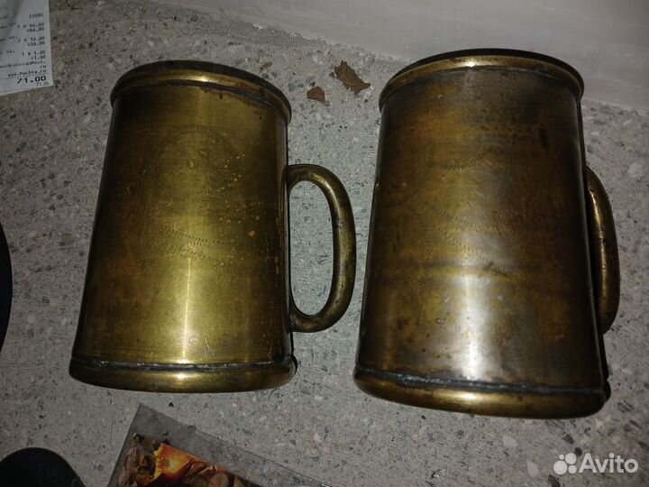 Пивная кружка медная старинная 2 штуки