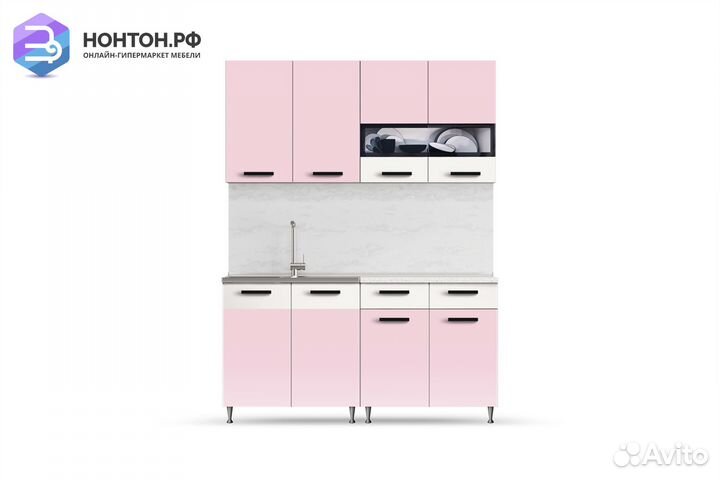 Кухня Рио 1.6 м розовый / бежевый