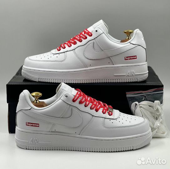 Кроссовки Nike Air Force 1 low supreme белые