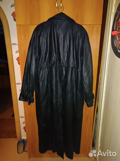 Кожаный плащ мужской длинный под рост 175-185