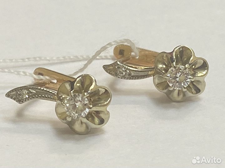 Серьги с бриллиантами тюльпаны СССР