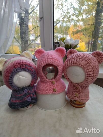 Шапки-гномики, Мишки, Кошки, балаклавы на флисе