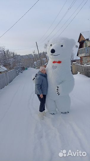 Белый мишка поздравление ростовой медведь аниматор