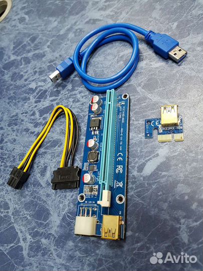Райзер 1x-16x PCi-E USB 3.0 riser 6pin v. 009S LED