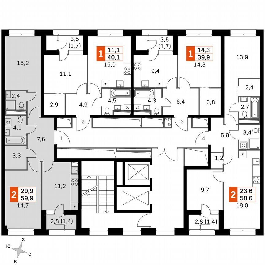 2-к. квартира, 60,1 м², 11/11 эт.