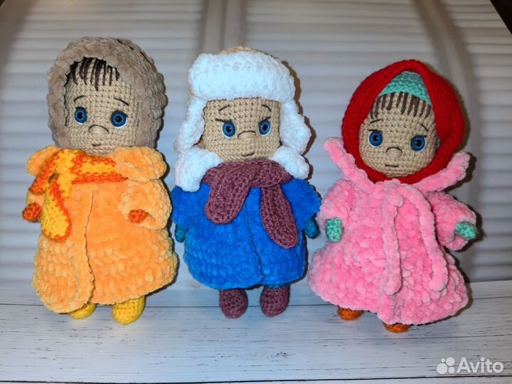 Вязаная игрушка кукла. Ручная работа. Пупсы