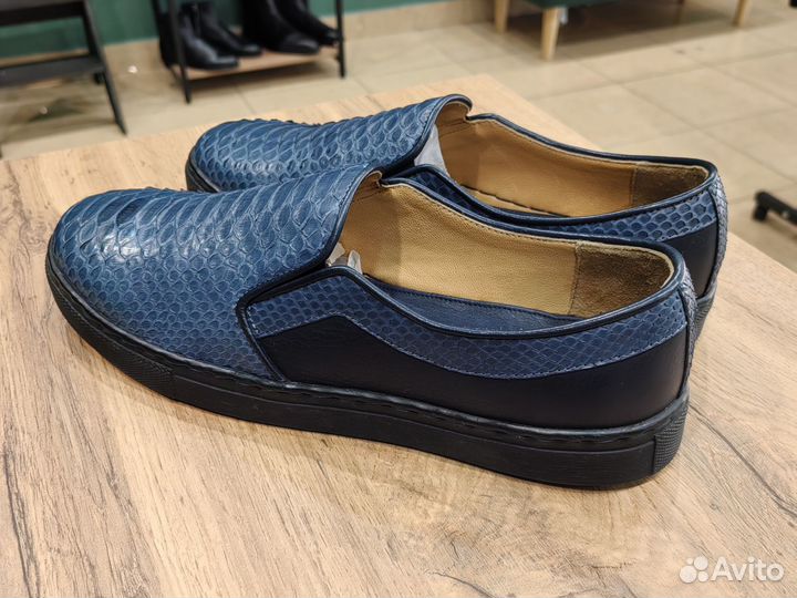 Слипоны мужские 42размер, кожа питона
