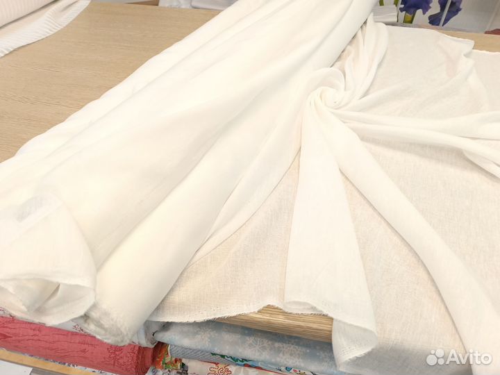 Ткань декоративная Белая полулён Оршанский лён