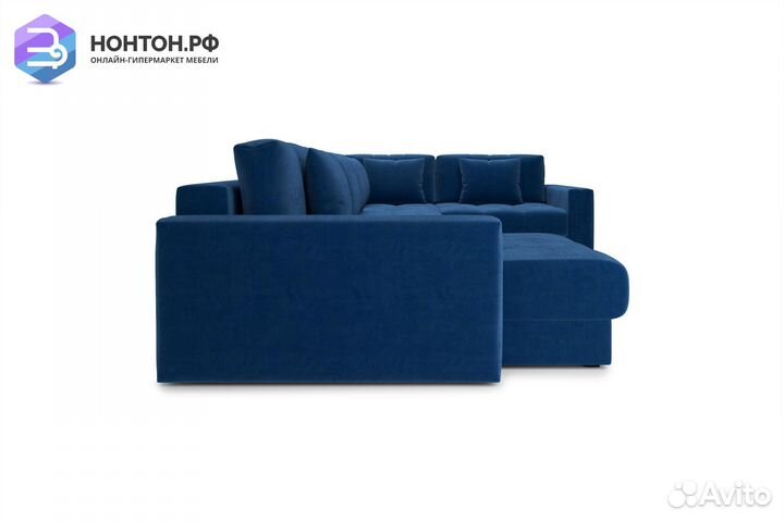 Диван п-образный тик-так Монарх темно-синий