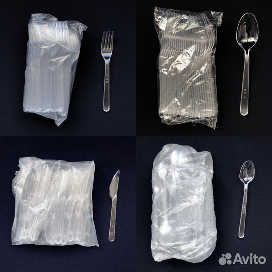 Одноразовые пластиковые приборы, вилка, ложка, нож