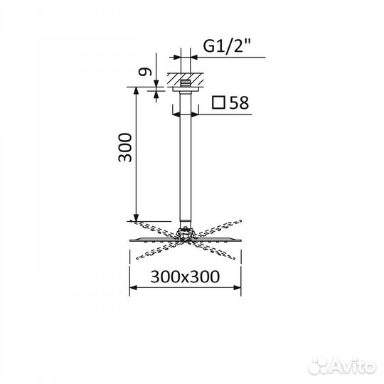 Верхний душ cezares CZR-B-tddq-30/30-01