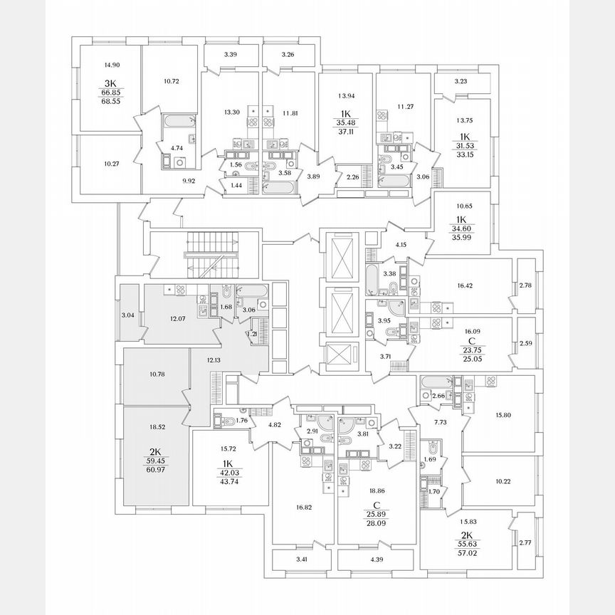 2-к. квартира, 61 м², 13/22 эт.