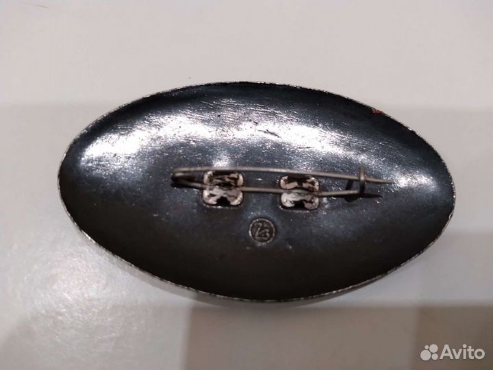 Винтажная брошь роспись металл