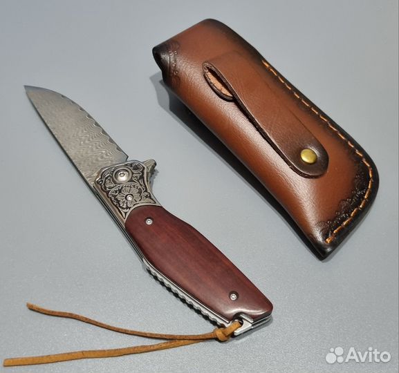 Нож Дамасский Компакт с чехлом