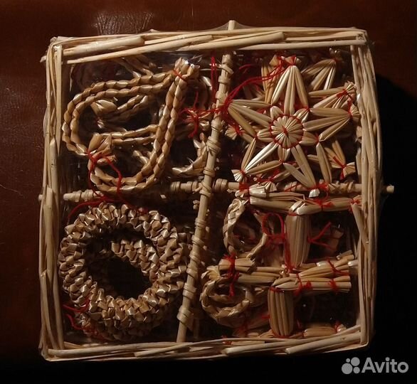 Набор украшений из соломы 24 шт, новый