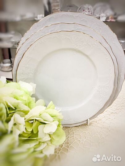 Тарелки «Отводка золото» фарфор, Bernadotte, Чехия