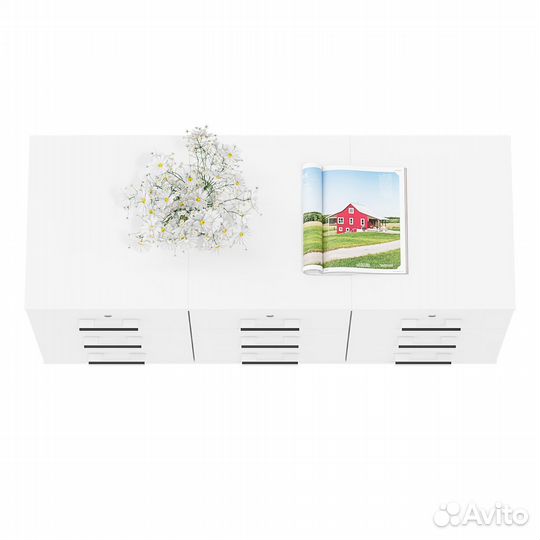 Три выкатных тумбы Мебельный Двор 3-02 цвет белый шагрень, шхгхв 120х45х59 см
