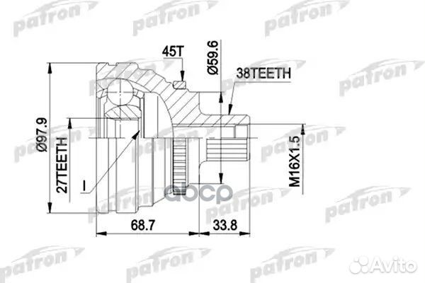 Шрус наружн к-кт 38x59.5x27 ABS:45T audi: A6 2