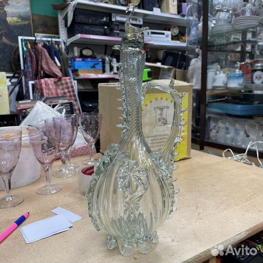 Графин штоф лебедь гусь хрустальный СССР (Сзр)