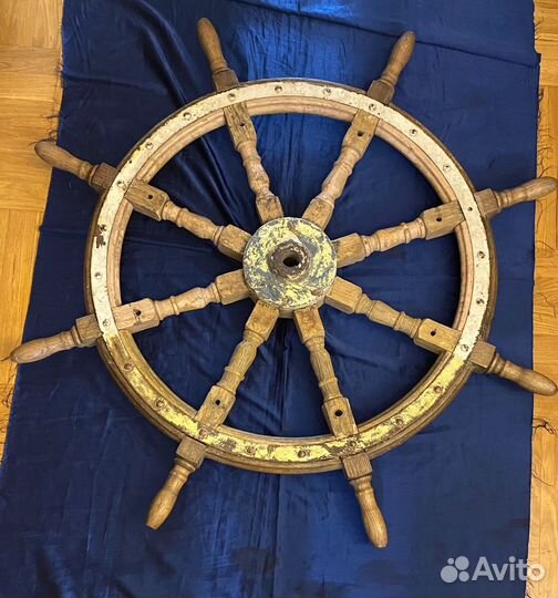 Штурвал старинный, дуб, бронза