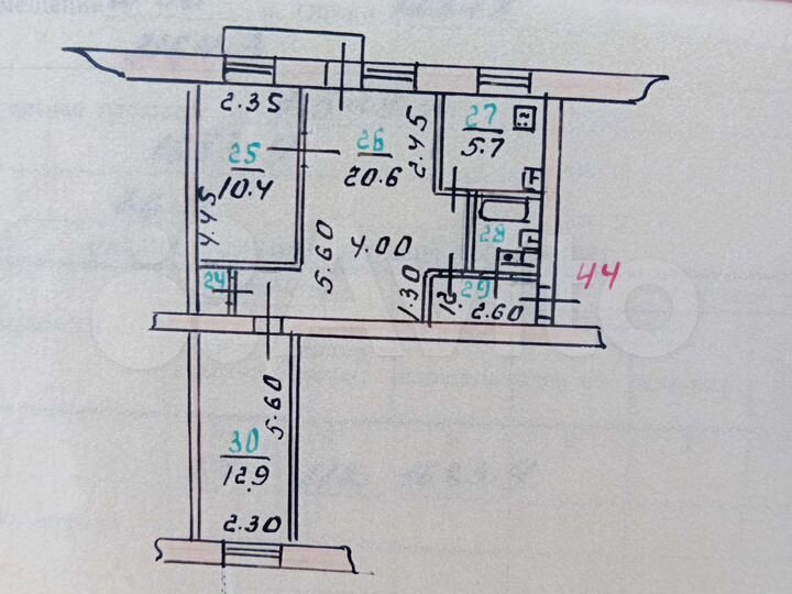 3-к. квартира, 56,6 м², 3/5 эт.