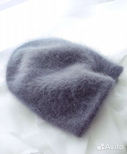 Шапка Бини двойная Ангора/Пух норки/Женская