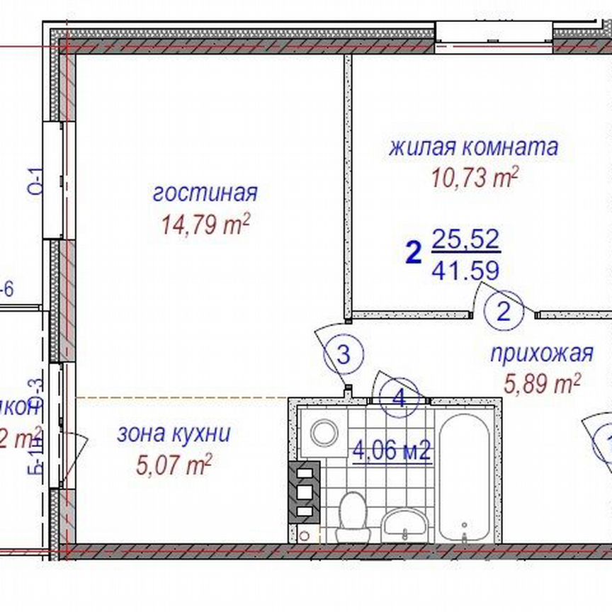 1-к. апартаменты, 41 м², 5/10 эт.