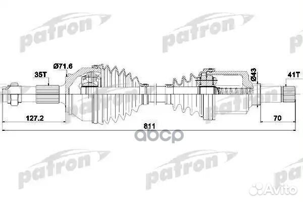 Полуось левая 35X816X41 citroen jumper 2,2 HDI