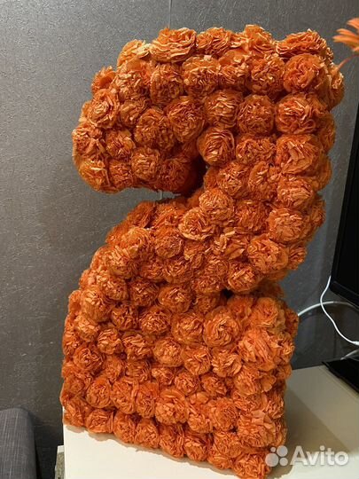 Цифра 2, оранжевый бокс на др, handmade