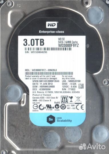 Жесткий диск Western Digital WD Se 3 тб WD3000F9Y