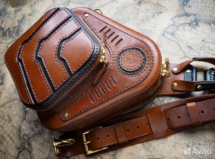 Рюкзак на плечо(слинг) из натуральной кожи