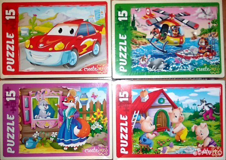 Крупные пазлы 15, 24 детали