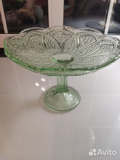Фруктовница на ножке СССР стекло