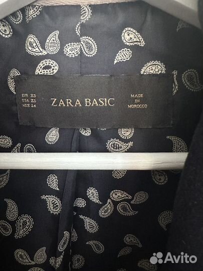 Пиджак Zara Basic велюровый синий размер S