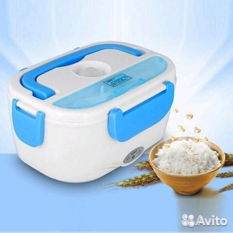 Ланч-бокс контейнер с подогревом синий