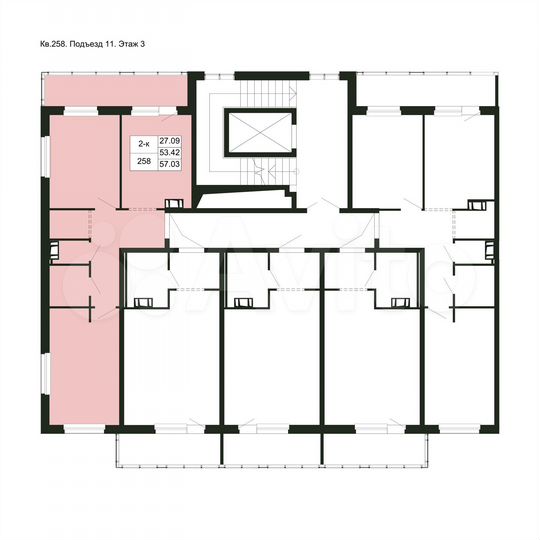 2-к. квартира, 57 м², 3/5 эт.