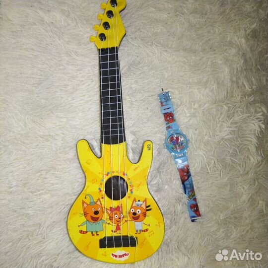 Детская гитара игрушка, часы электронные детские