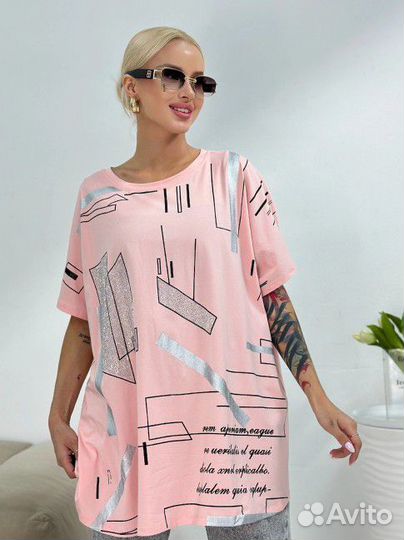 Футболка женская Великан хлопок 60-70