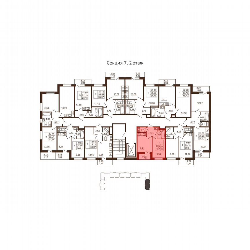 1-к. квартира, 27,4 м², 2/6 эт.