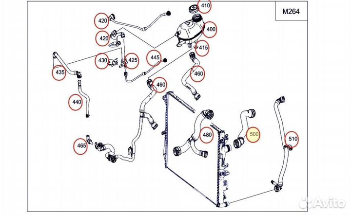 Патрубок радиатора Mercedes W213 M264