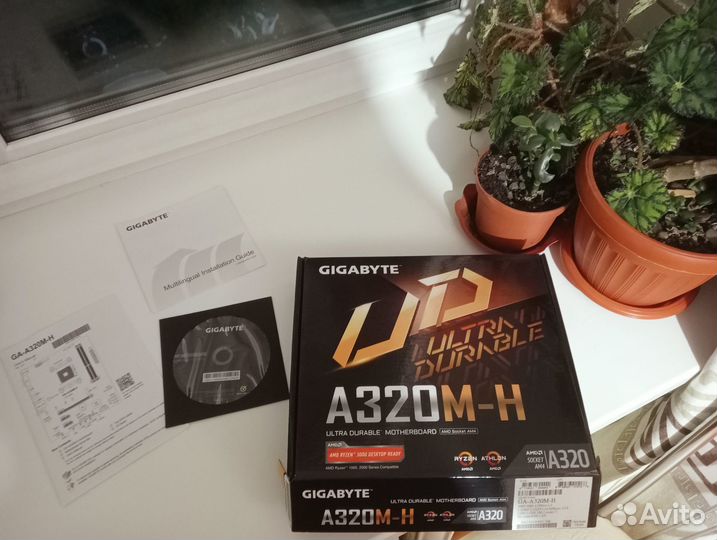 Мат плата gigabyte GA-A320M-H PCI 3.0 + компл-ющие