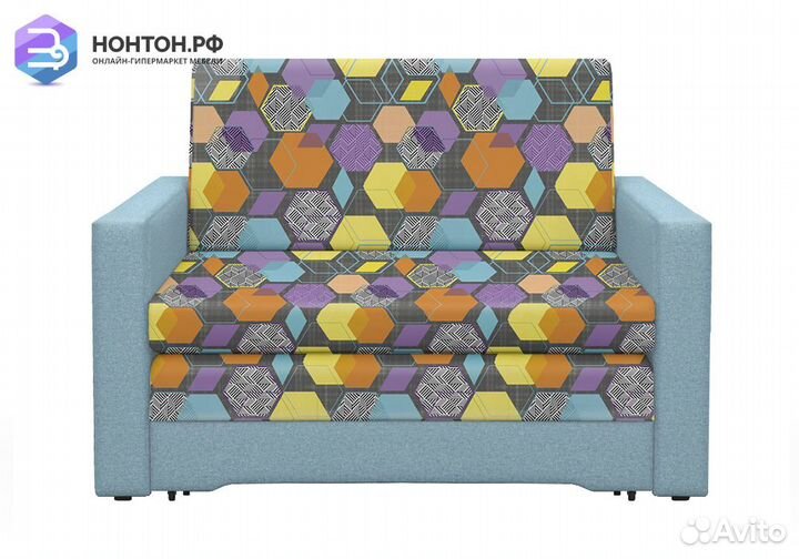 Диван выкатной Виктория-5 с узором голубой