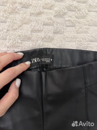 Кожаные брюки zara xs