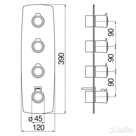 SI98103CR sofi термостатический смеситель 3 выхода