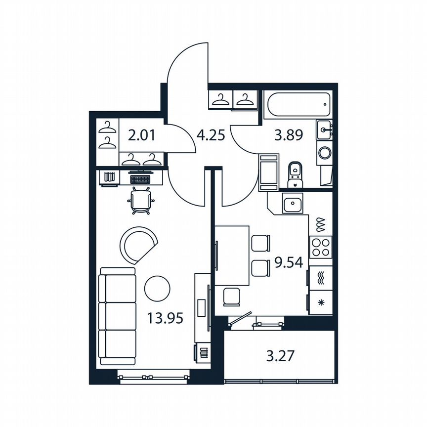 1-к. квартира, 35,3 м², 2/12 эт.