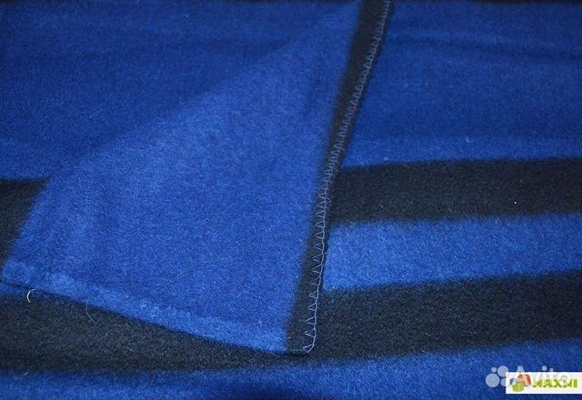 Военное покрывало полушерст. синее с полосками +