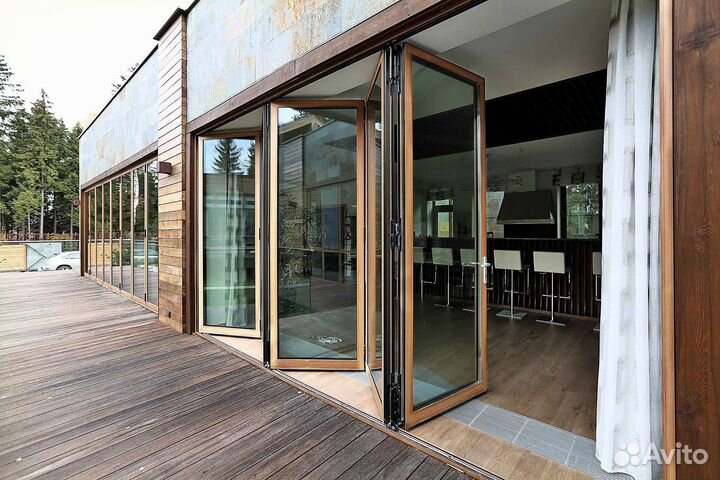 Алюминиевые раздвижные двери для беседки