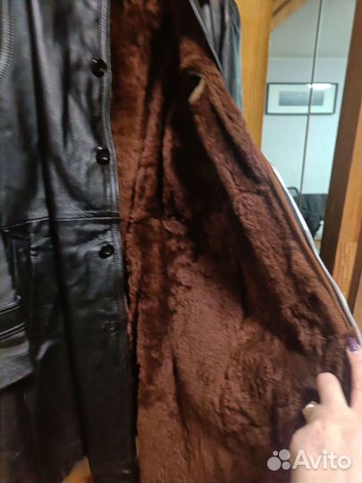 Кожаный плащ пальто мужской натуральная кожа
