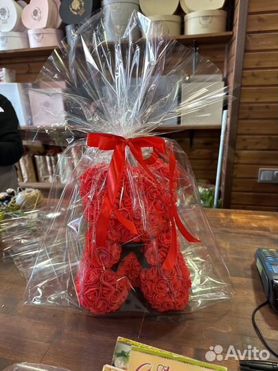 Новые мишки из роз 30 см уникальной формы